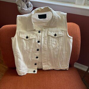 Proenza Schouler White Denim Collared Button Vest